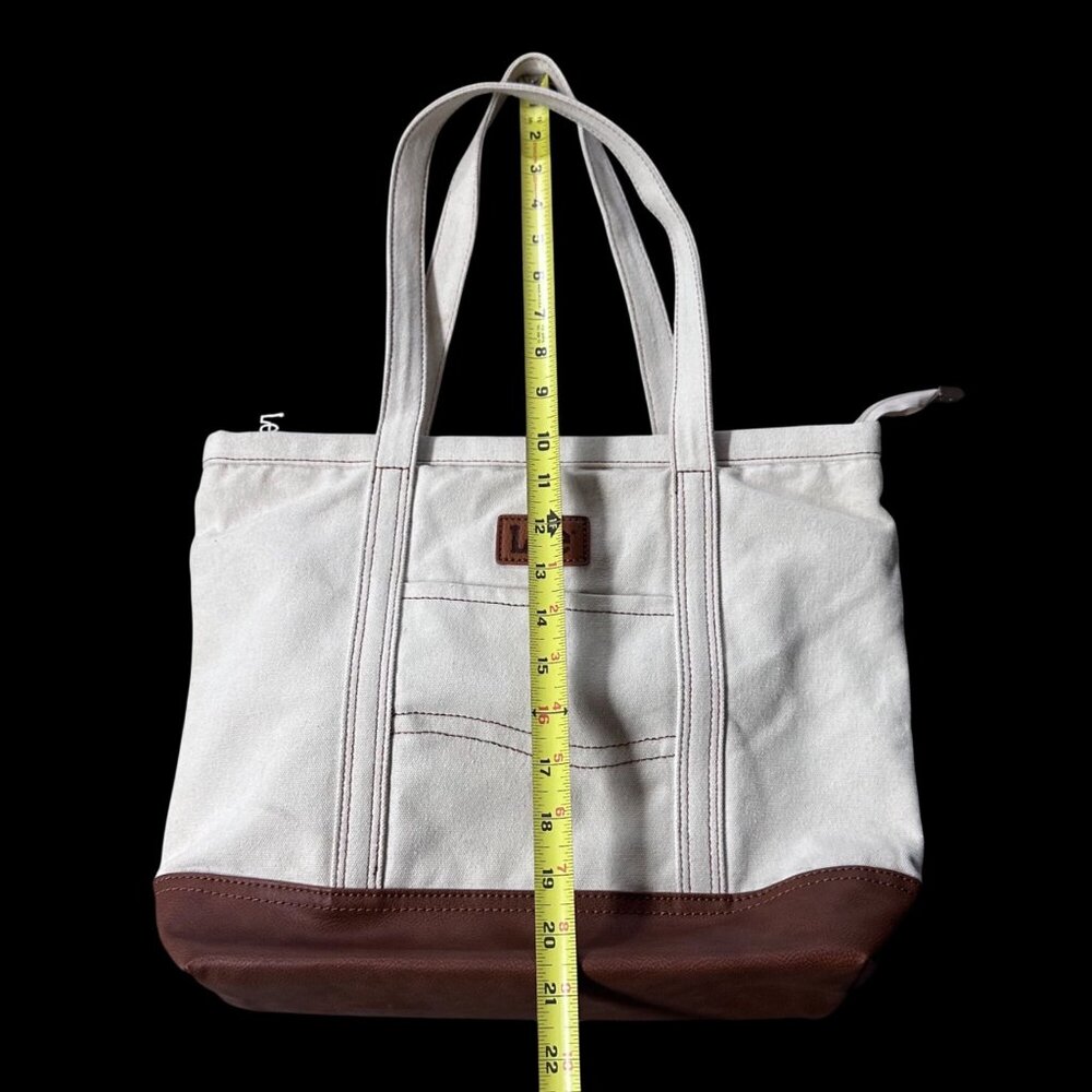 Lee Canvas Tote Bag Nautical Boat Carry All Preppy Shopper Double Handle Beige - Picture 10 of 12